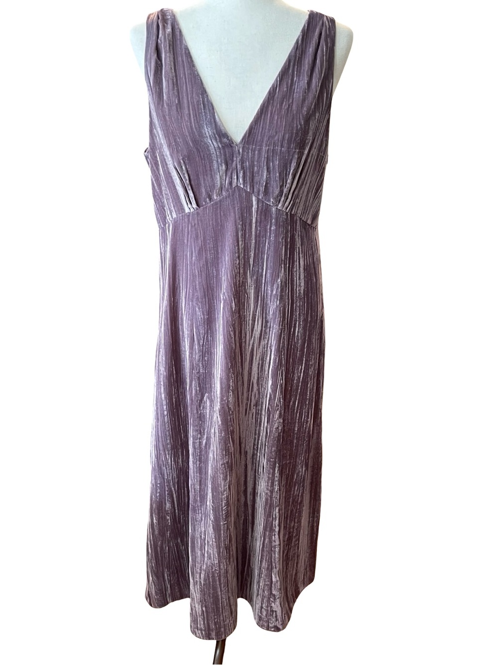 VINCE Pintuck Paneled V-Neck Dress New With Tags Mauve Velvet - Picture 4 of 14